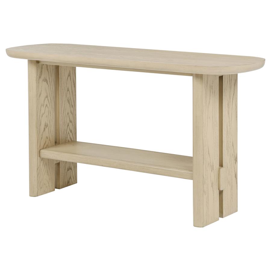 Kailani Coastal Sofa Console Table with Shelf Beige Oak - 706589