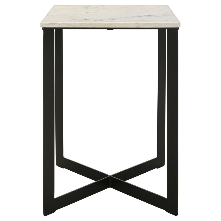 Tobin Square Marble Top End Table White and Black - 707697
