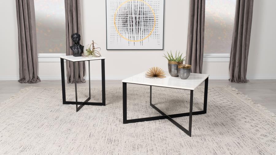 Tobin 2-piece Marble Top Coffee and End Table Set White - 707698-S2