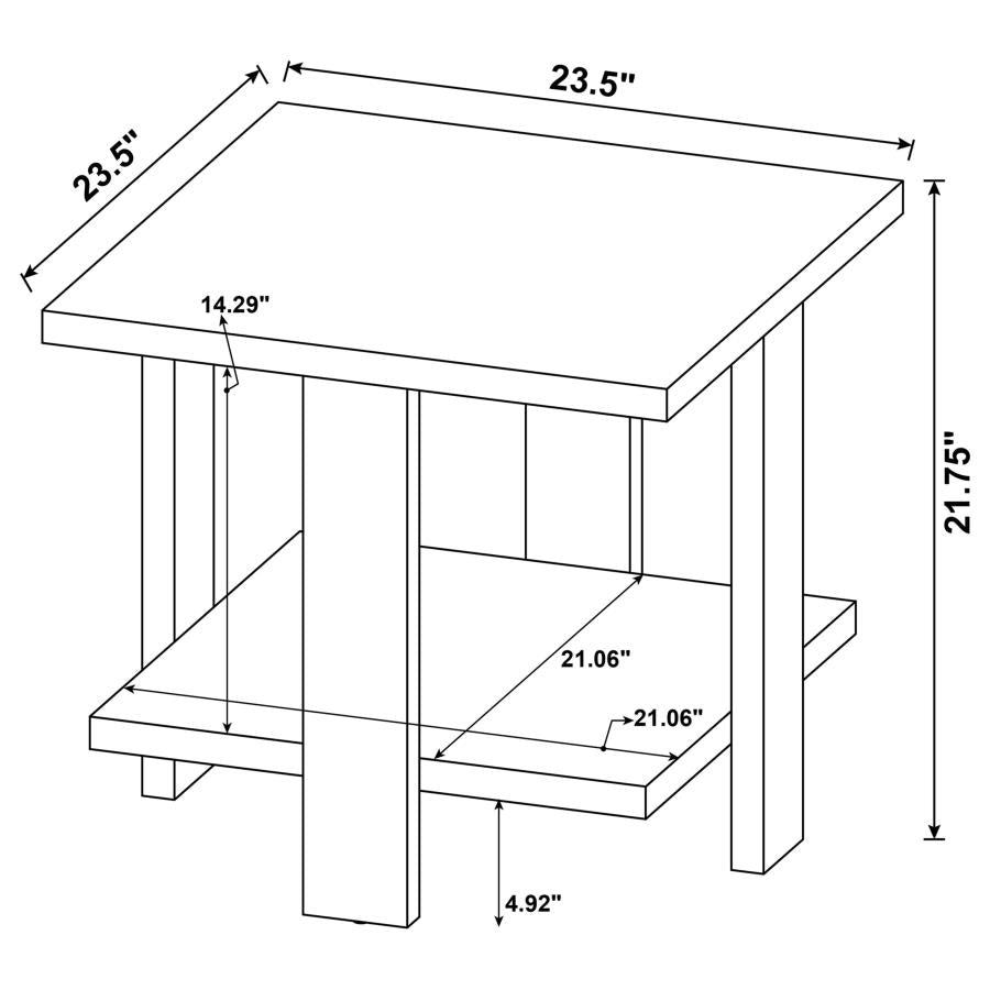 Dawn Square Engineered Wood End Table Mango Brown - 707717