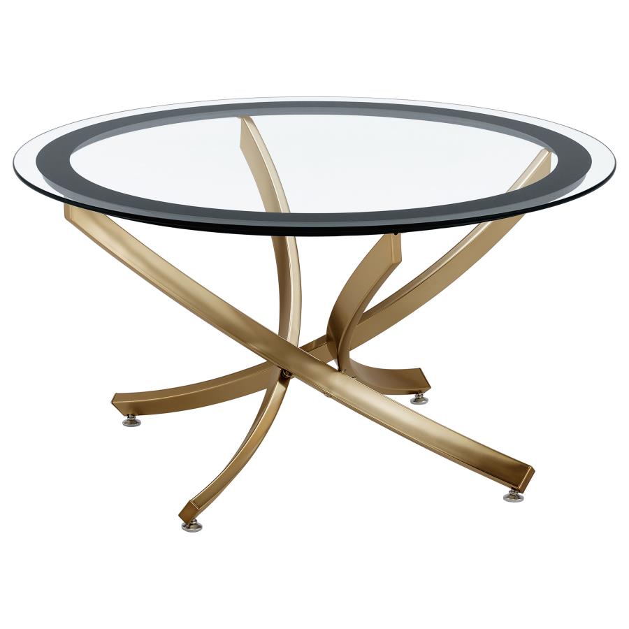 Brooke 2-piece Round Coffee and End Table Set Rose Brass - 707888-S2