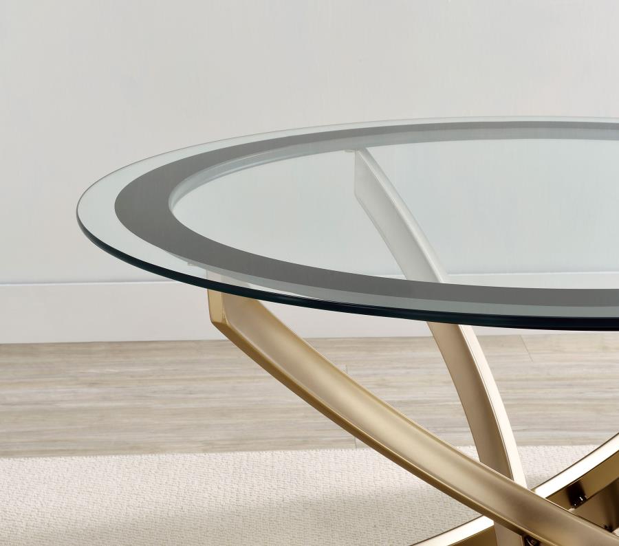 Brooke 2-piece Round Coffee and End Table Set Rose Brass - 707888-S2