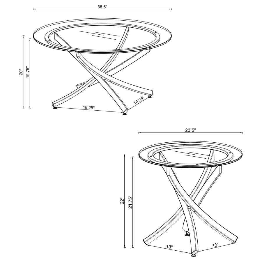 Brooke 3-piece Round Coffee and End Table Set Rose Brass - 707888-S3