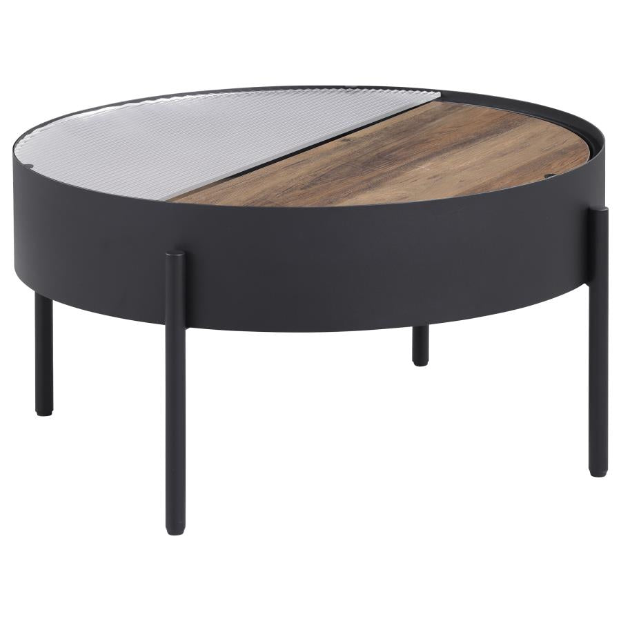 Ozella 3-piece Round Coffee and End Table Set Sandy Black - 707898-S3