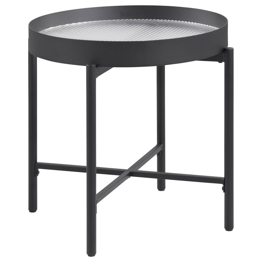 Ozella 3-piece Round Coffee and End Table Set Sandy Black - 707898-S3
