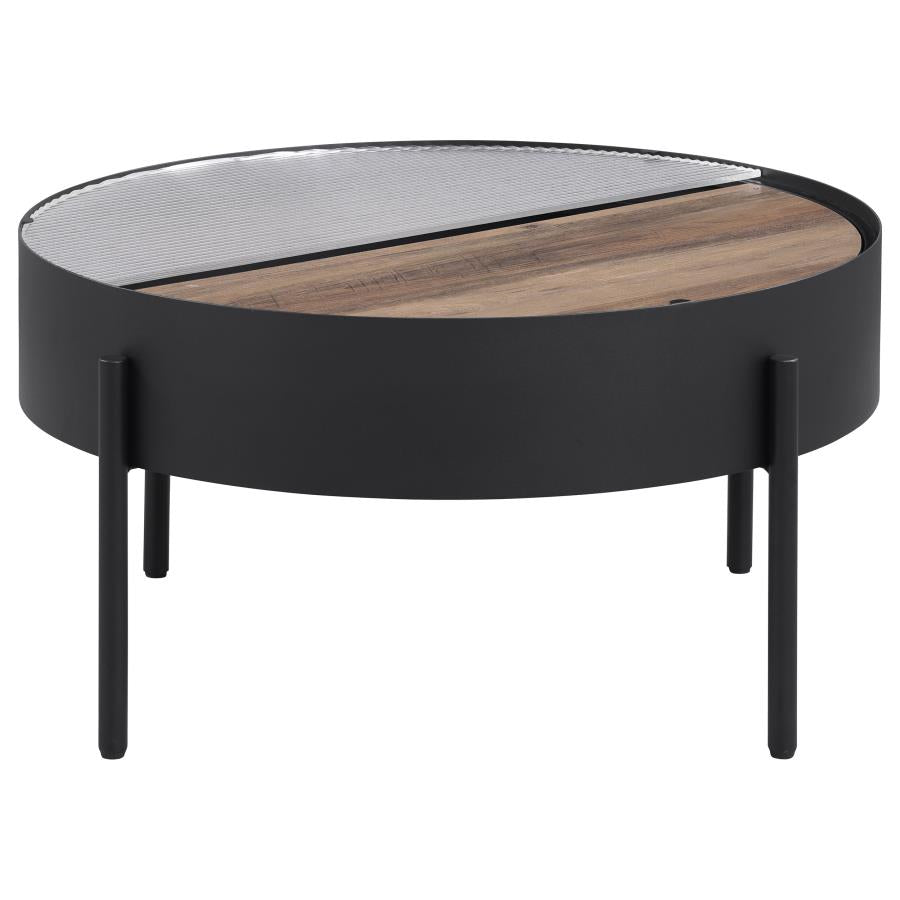 Ozella Round Coffee Table with Hidden Storage Sandy Black - 707898
