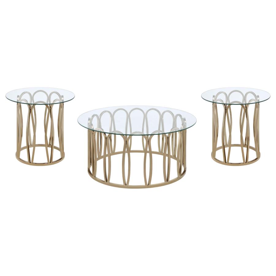 Monett 3-piece Coffee and End Table Set Chocolate Chrome - 708058-S3