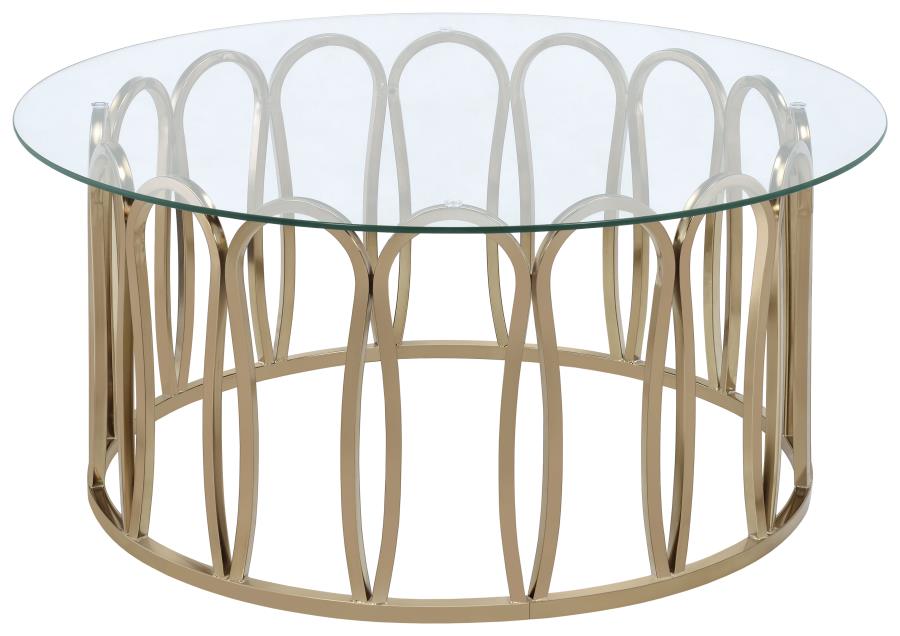 Monett Round Glass Top Coffee Table Chocolate Chrome - 708058