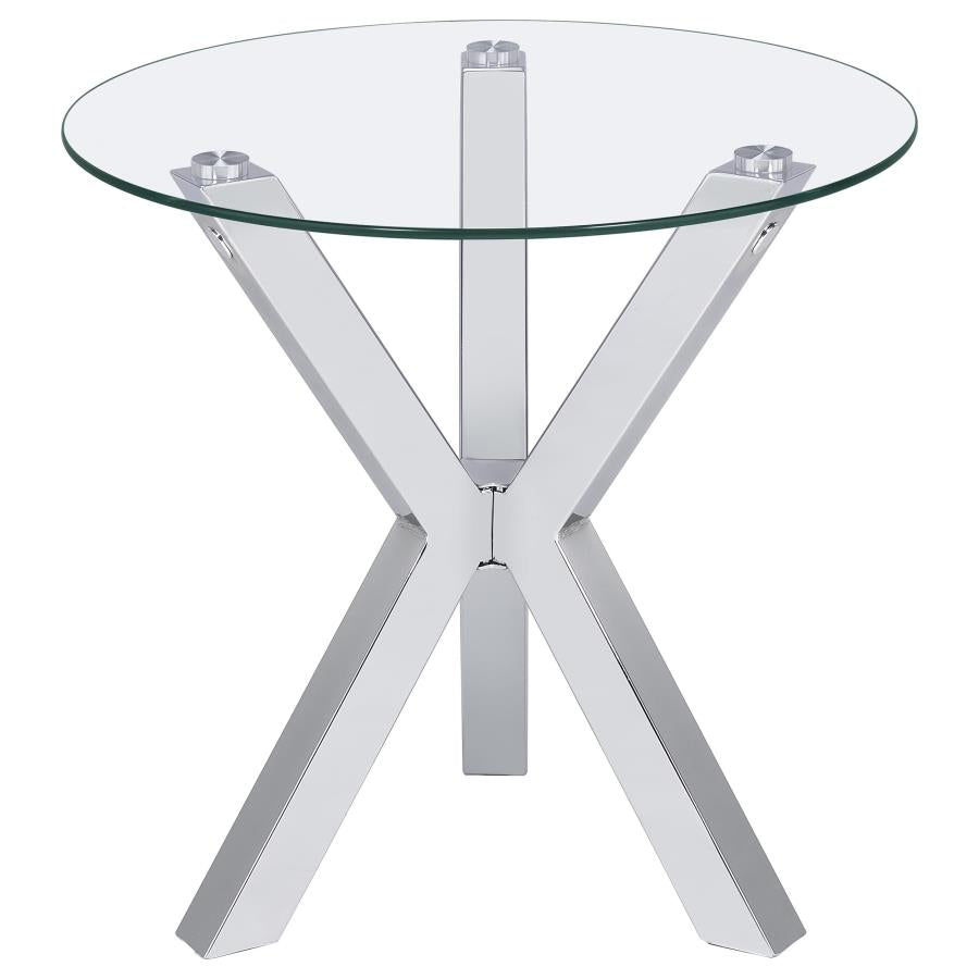 Kenzie 2-piece Round Coffee and End Table Set Chrome - 708128-S2