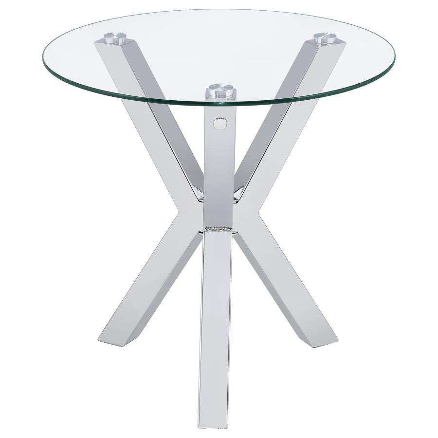 Kenzie 2-piece Round Coffee and End Table Set Chrome - 708128-S2