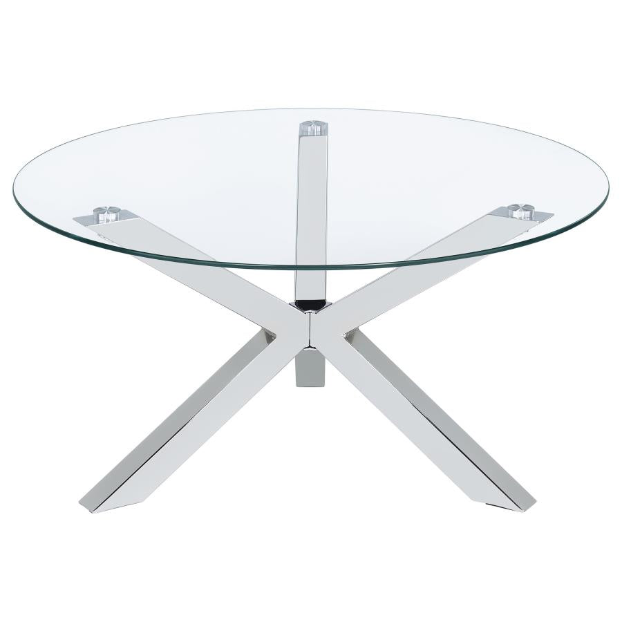 Kenzie 2-piece Round Coffee and End Table Set Chrome - 708128-S2
