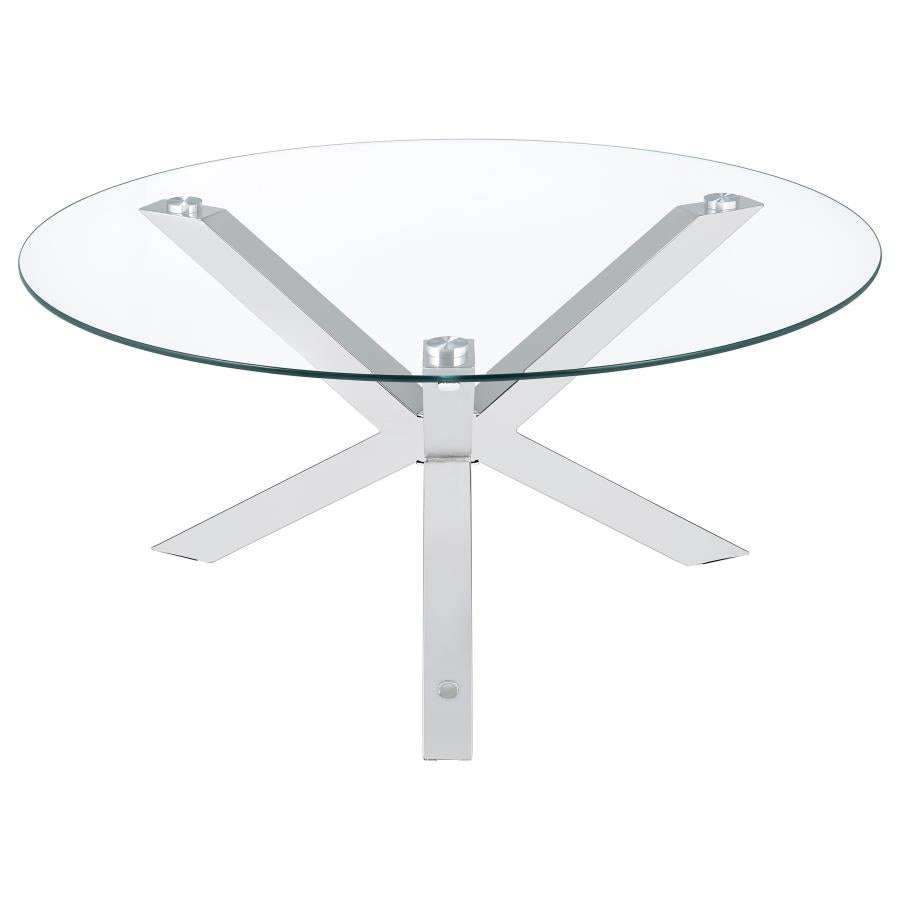 Kenzie 2-piece Round Coffee and End Table Set Chrome - 708128-S2