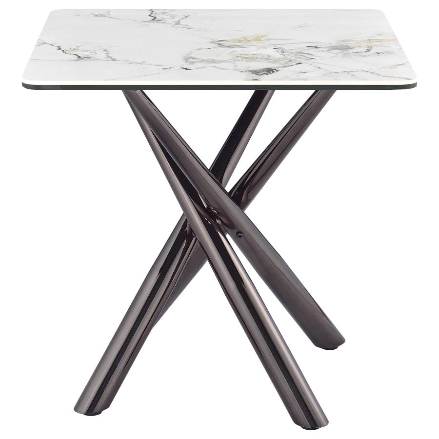 Carvell Square Sintered Stone End Side Table Mirage White - 708137