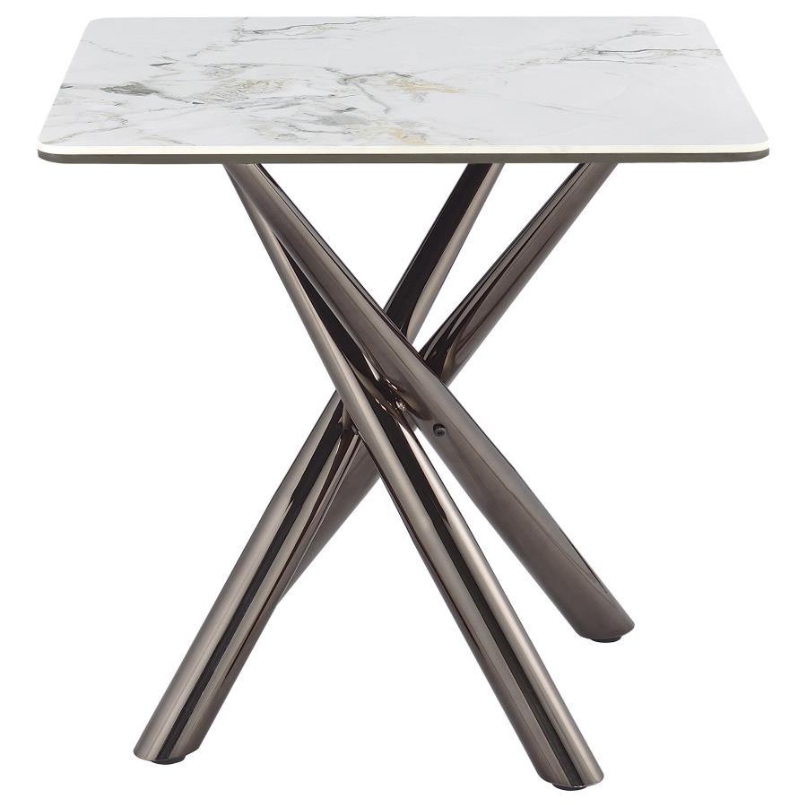Carvell Square Sintered Stone End Side Table Mirage White - 708137