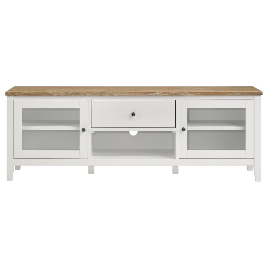 Hollis 2-door Wood 67-inch TV Stand with Drawer Brown and White - 708253