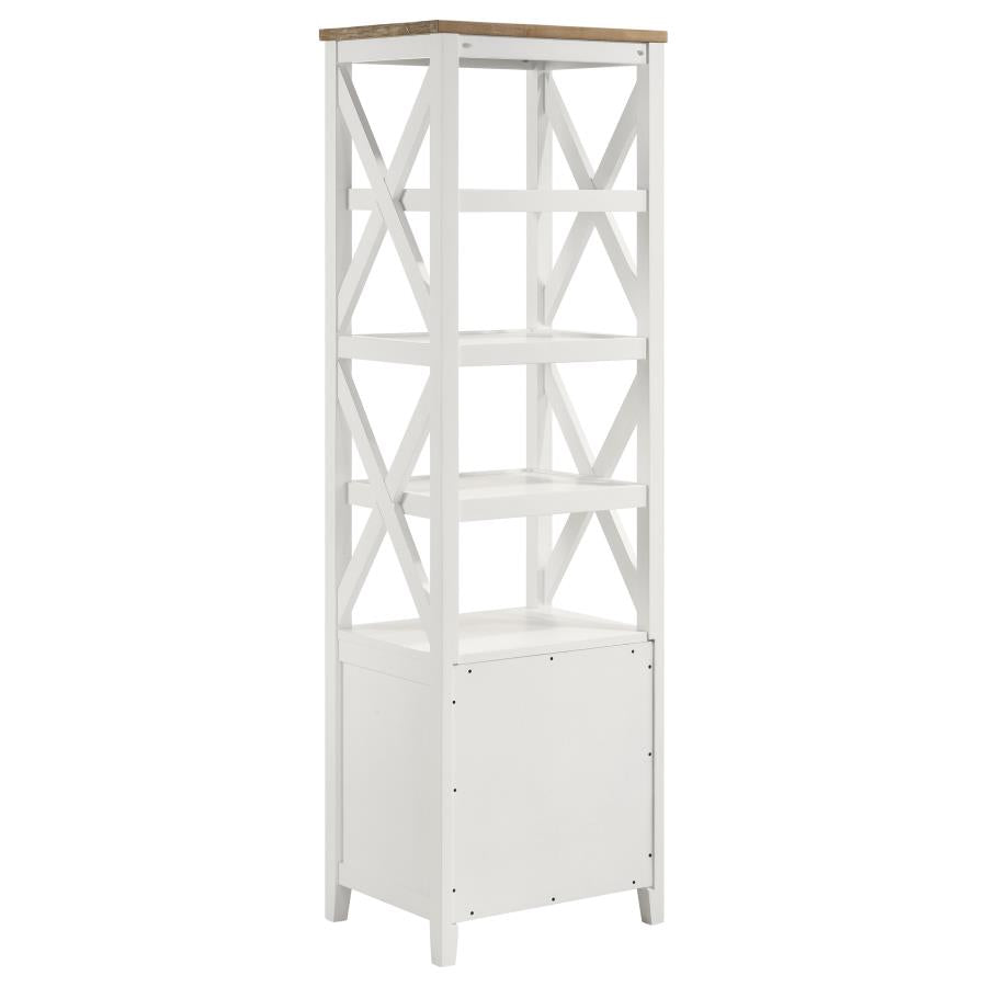 Hollis 4-shelf Wood Media Tower with Drawers Brown and White - 708254