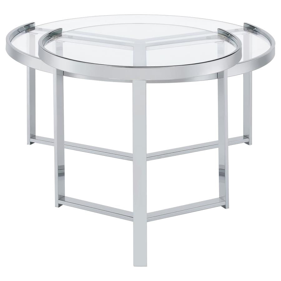 Delia 2-Piece Round Glass Top Nesting Coffee Table Chrome - 708400