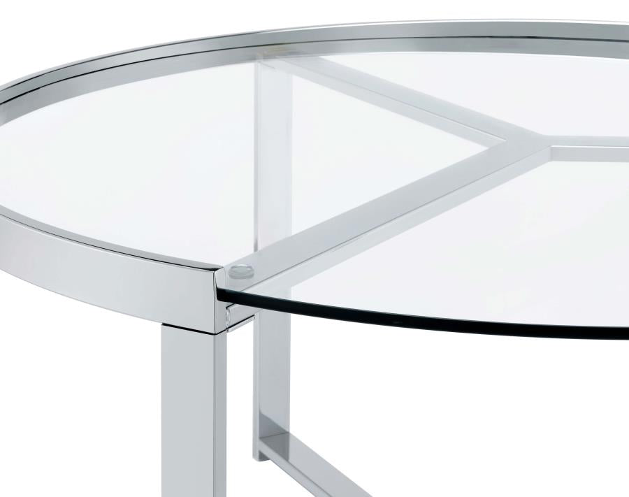 Delia 2-Piece Round Glass Top Nesting Coffee Table Chrome - 708400