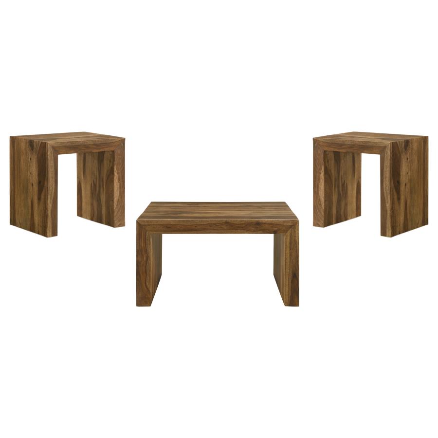 Odilia 3-piece Solid Wood Coffee and End Table Set Auburn - 708418-S3
