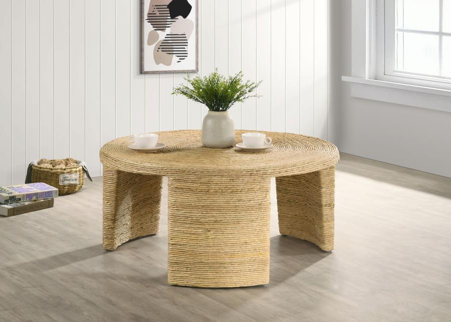 Artina Woven Rattan Round Coffee Table Natural Brown - 708508