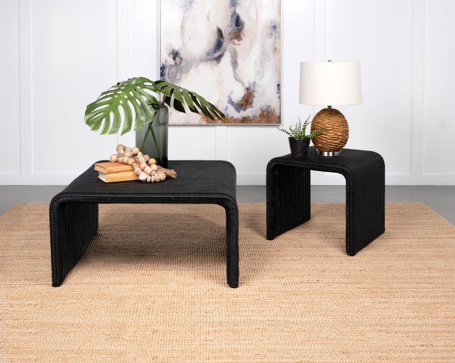 Cahya Woven Rattan Square Coffee Table Black - 708518