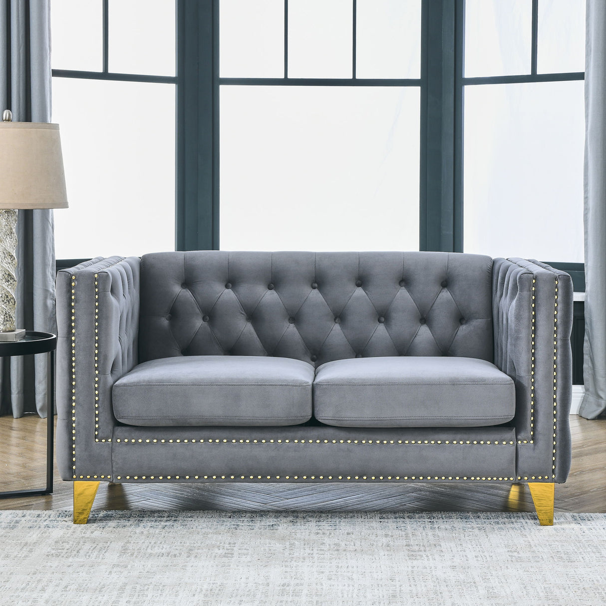 Upholstered Couch Sofa With Button Tufting For Living Room
