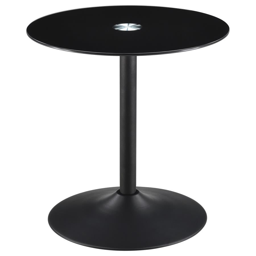 Ganso Round Metal End Table With Tempered Glass Top Black - 709687
