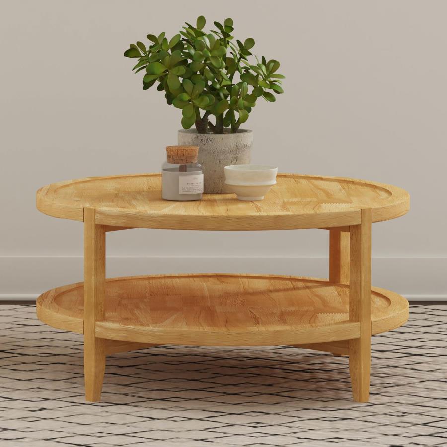 Camillo Round Solid Wood Coffee Table Maple Brown - 709698