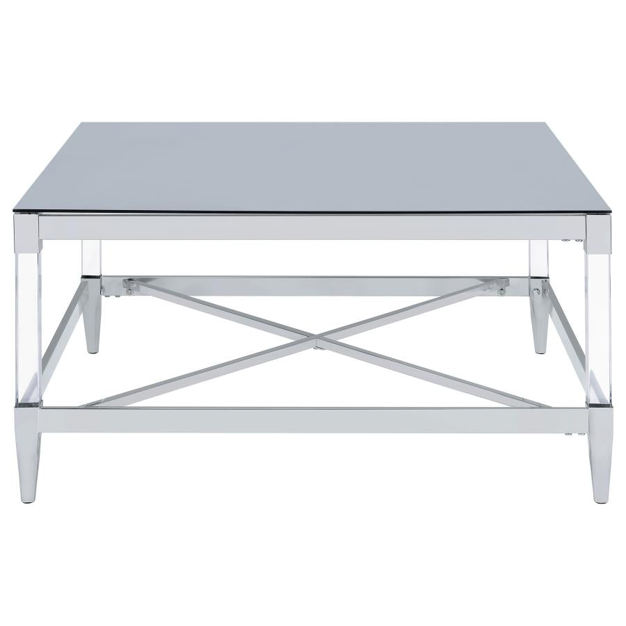 Lindley Square Tempered Mirror Acrylic Coffee Table Chrome - 709728