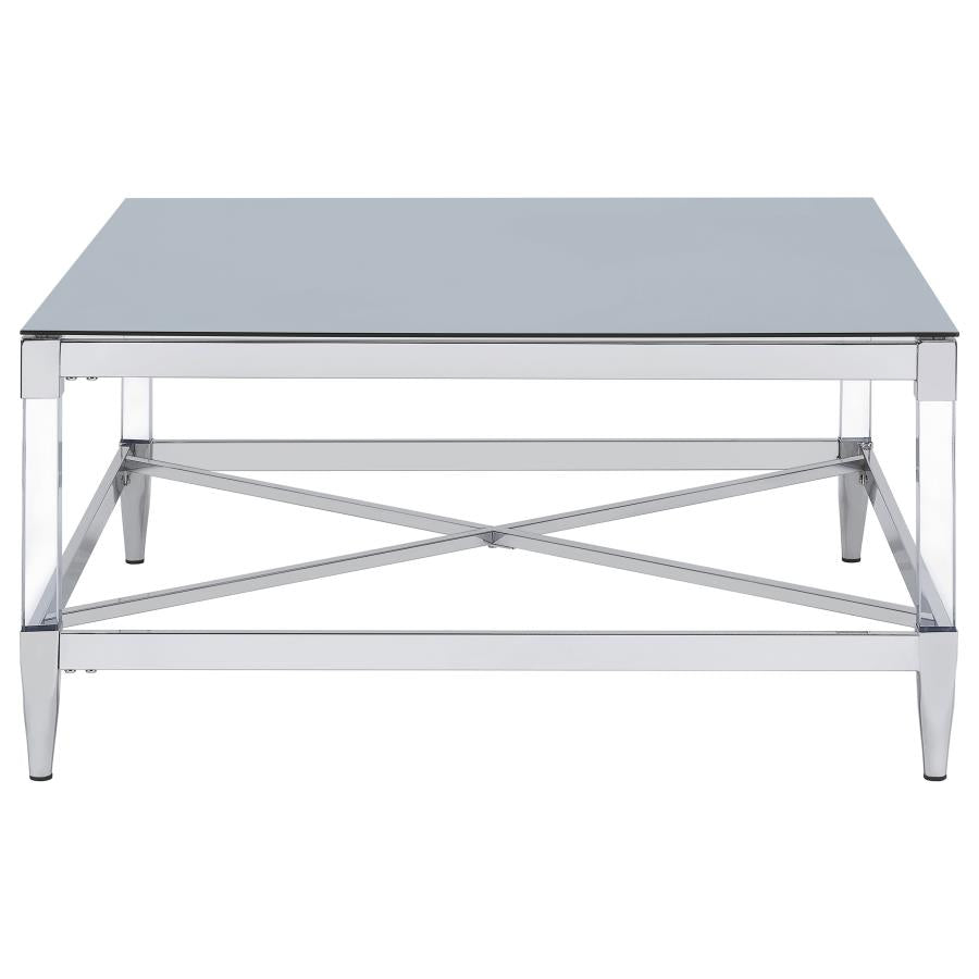 Lindley Square Tempered Mirror Acrylic Coffee Table Chrome - 709728