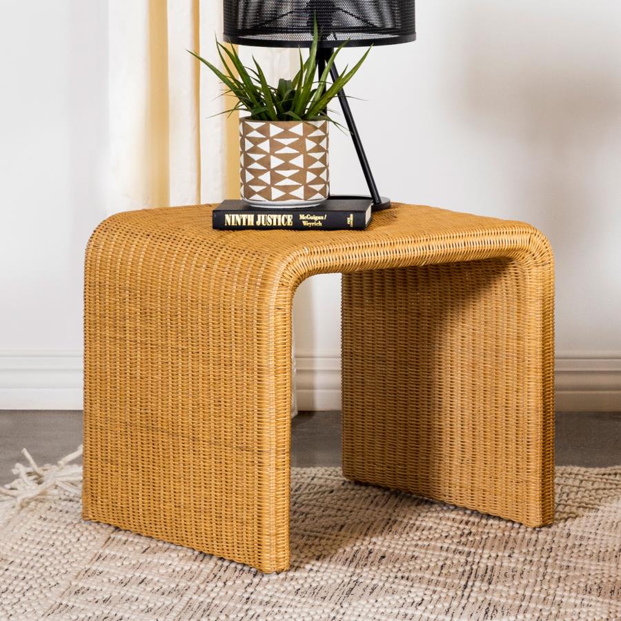 Cahya Square Woven Rattan End Table Natural - 709817