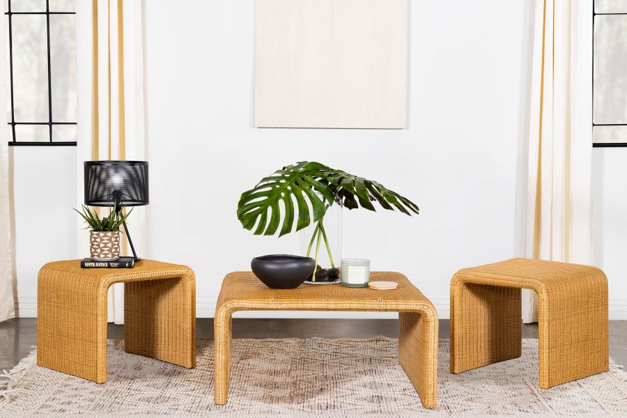 Cahya 3-piece Rattan Coffee and End Table Set Natural - 709818-S3