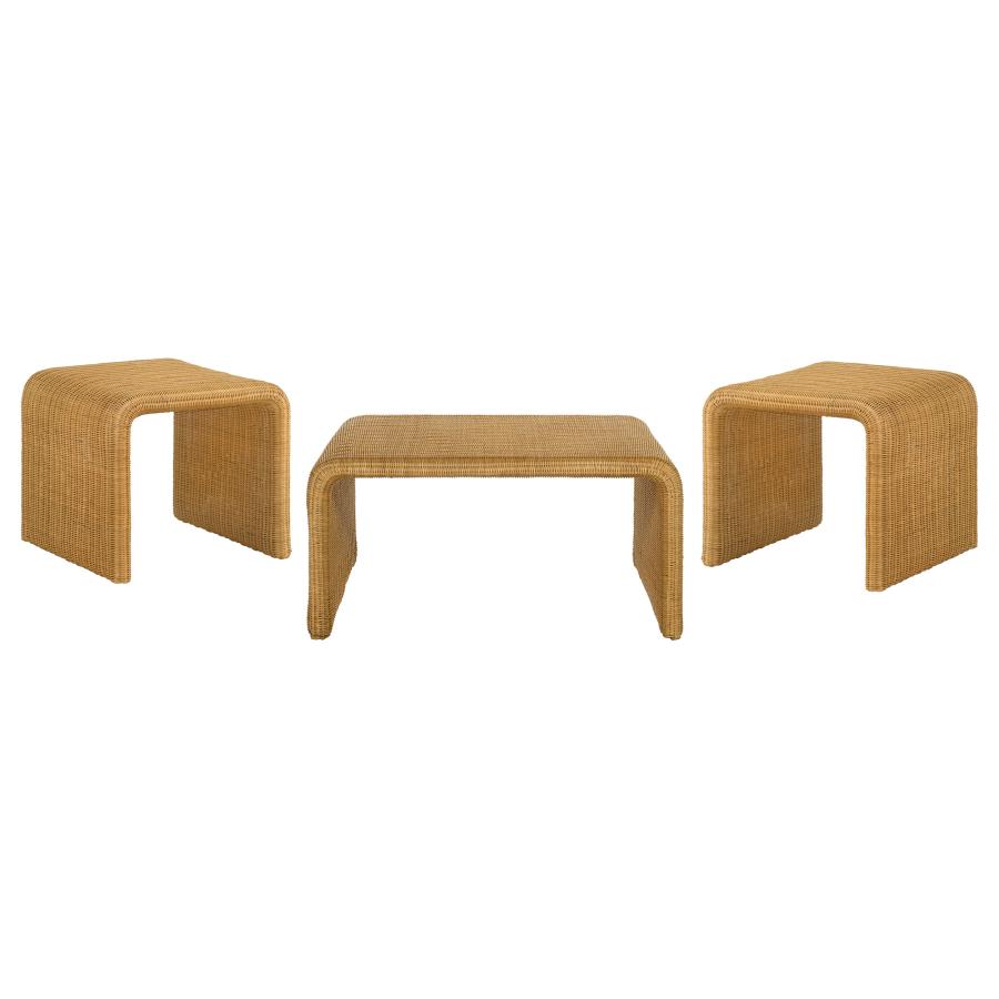 Cahya 3-piece Rattan Coffee and End Table Set Natural - 709818-S3