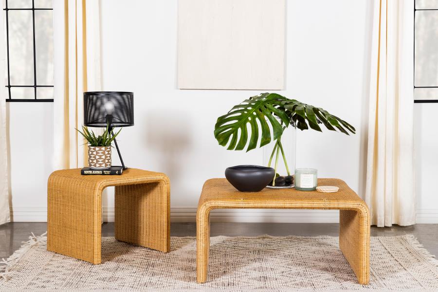 Cahya Square Woven Rattan Coffee Table Natural - 709818