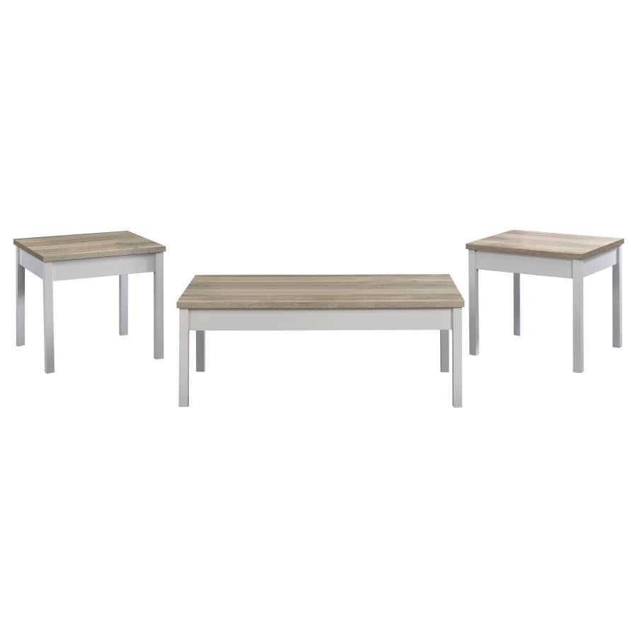 Stacie 3-piece Coffee Table Set Distressed Pine and White - 709950