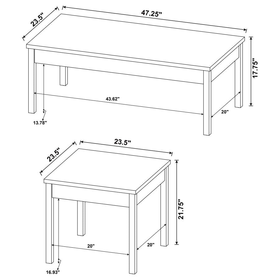 Stacie 3-piece Coffee Table Set Distressed Pine and White - 709950