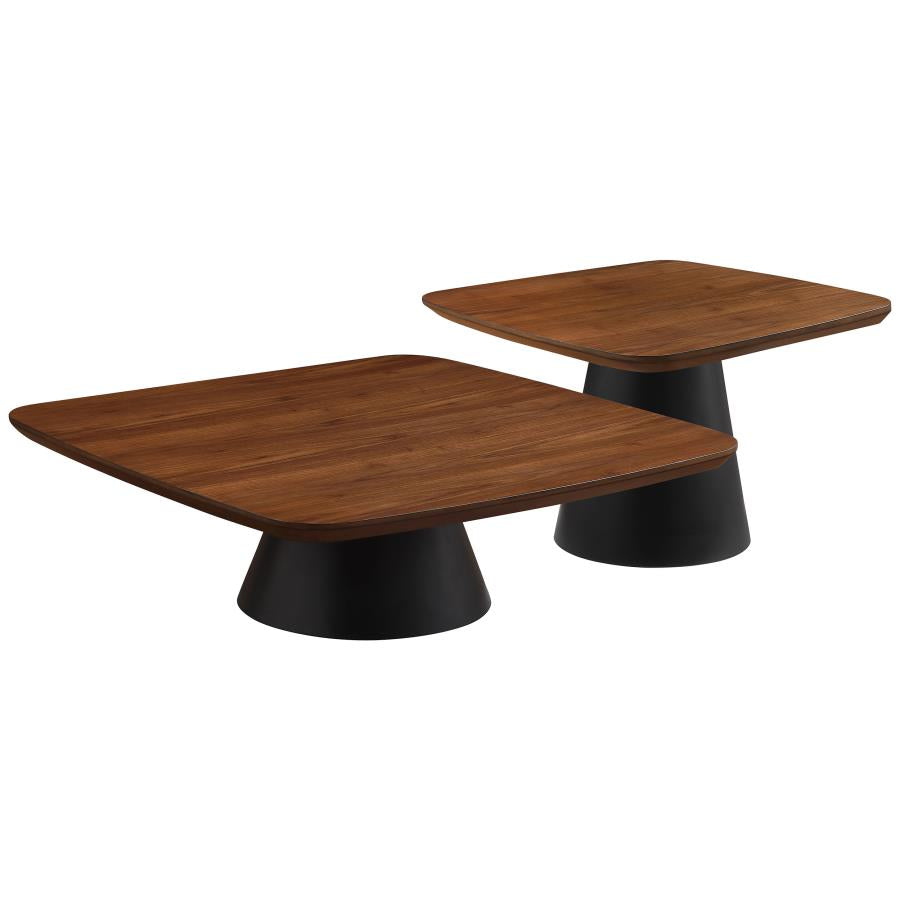 Eason 2-piece Coffee Table Set Walnut and Black - 710010