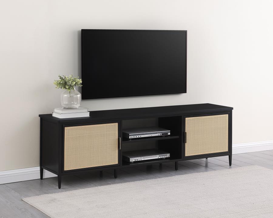 Amherst 2-door 70-inch Metal TV Stand Media Console Black - 710034
