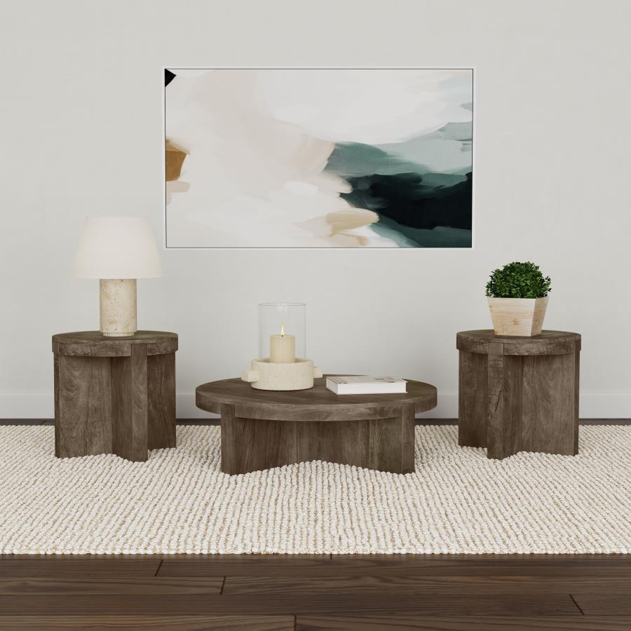 Kinkaid 3-piece Solid Wood Coffee and End Table Set Brown - 710138-S3