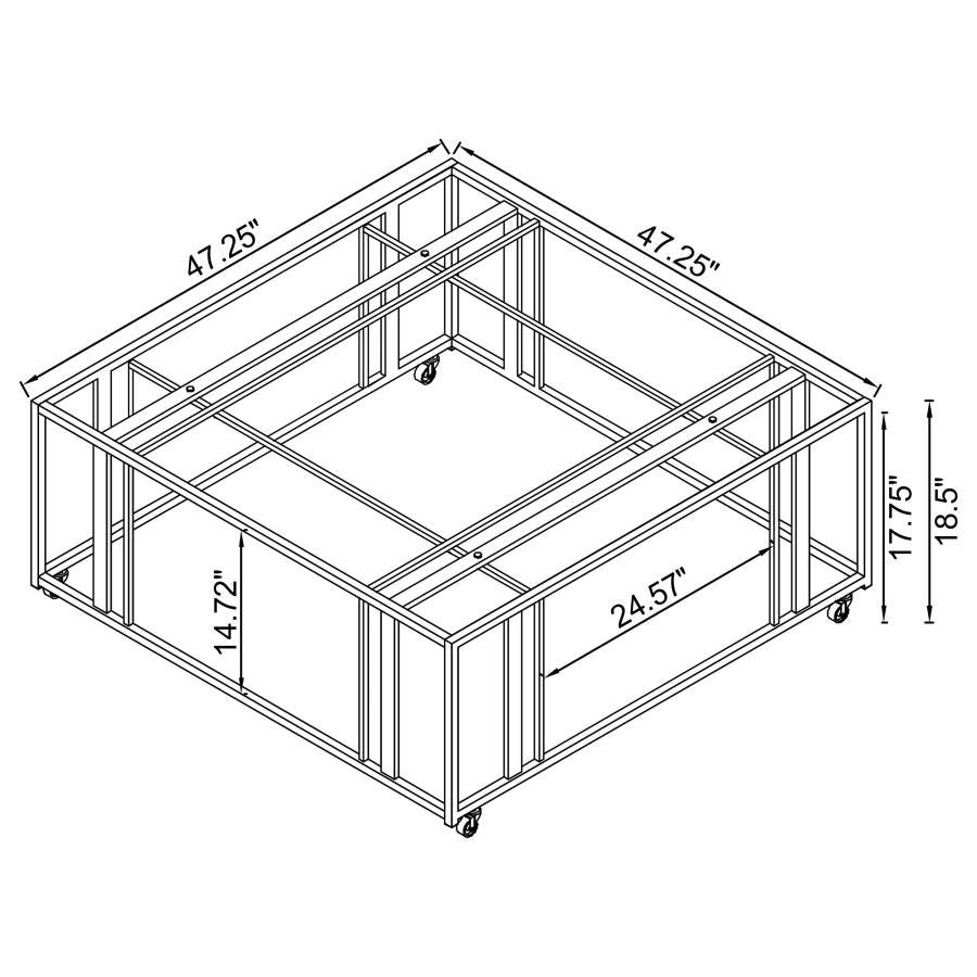 Adri Square Glass Top Coffee Table with Casters Black Nickel - 710178