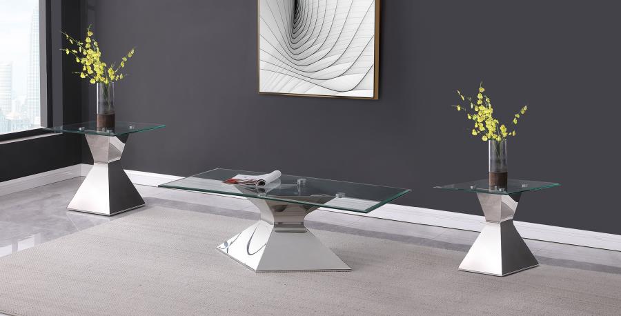 Jenny 3-piece Rectangular Coffee and End Table Set Chrome - 710208-S3