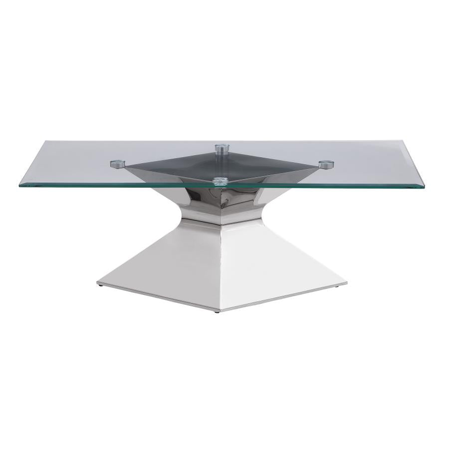 Jenny Glass Top Stainless Steel Coffee Table Chrome - 710208