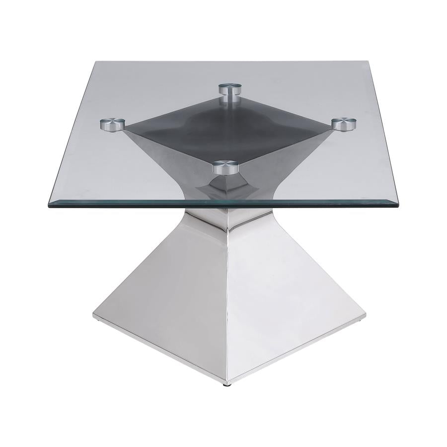 Jenny Glass Top Stainless Steel Coffee Table Chrome - 710208
