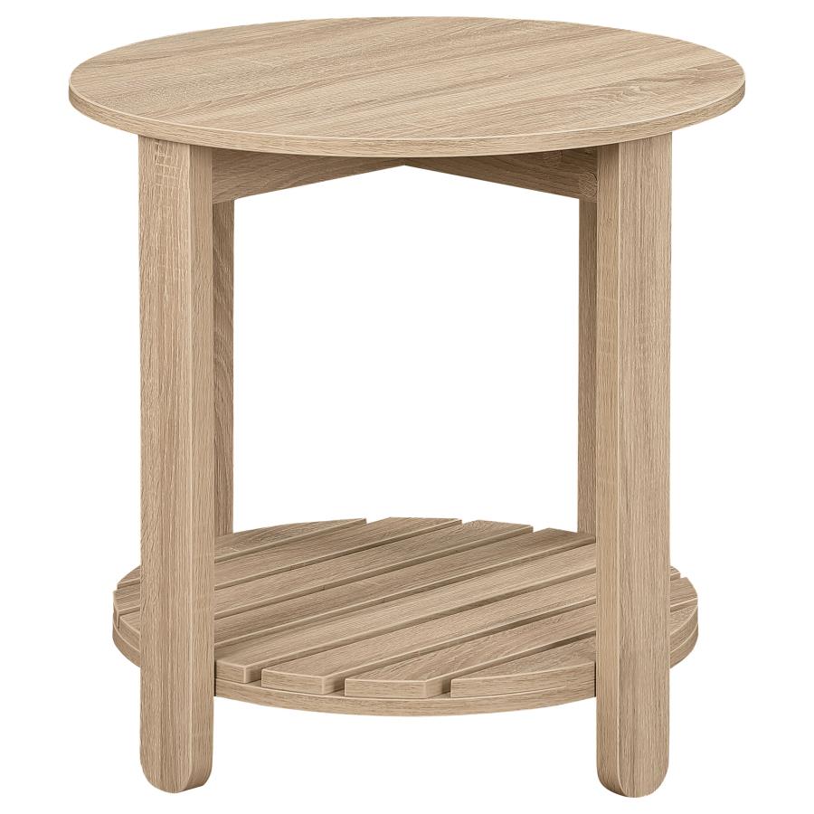 Fowler 3-piece Round Coffee and End Table Set Natural - 710288-S3