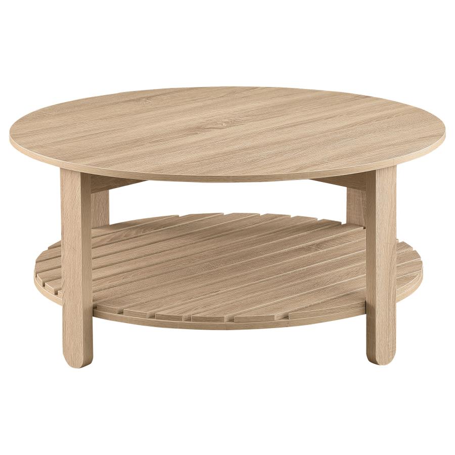 Fowler 1-shelf Round Engineered Wood Coffee Table Natural - 710288
