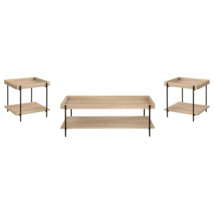 Fallon 3-piece Rectangular Coffee and End Table Set Natural - 710308-S3