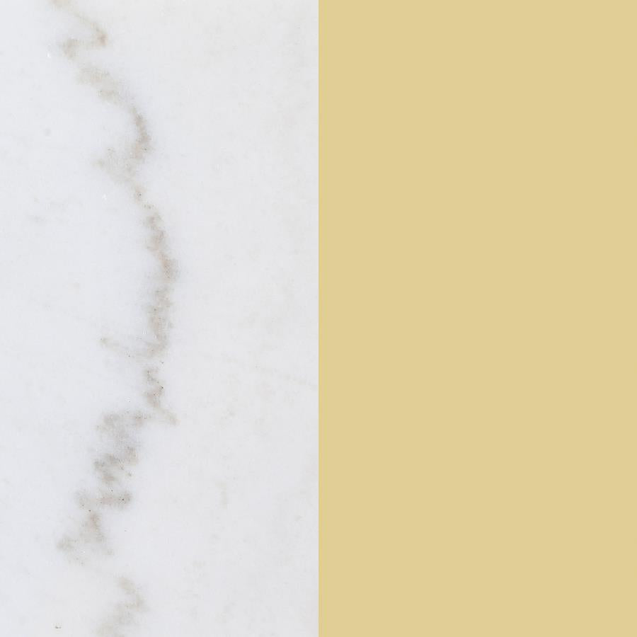 Jonelle Round Glass Top End Table White Marble Shelf Gold - 710337