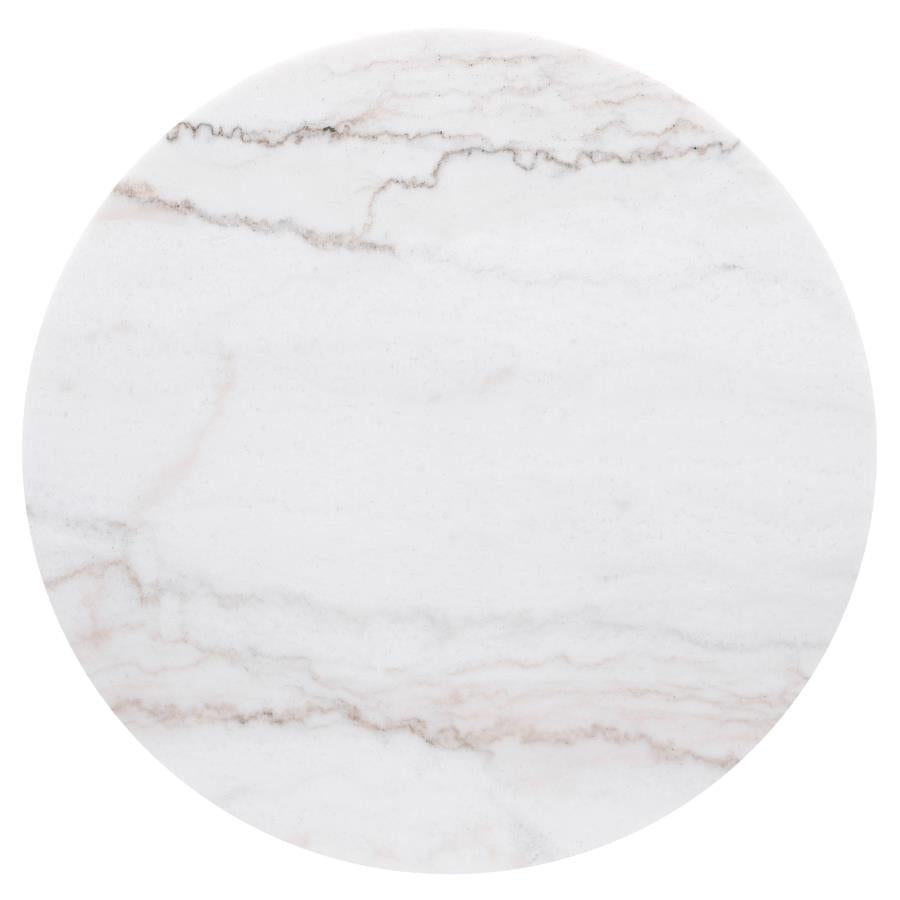 Jason Round Marble Top Side End Table White and Charcoal - 710417