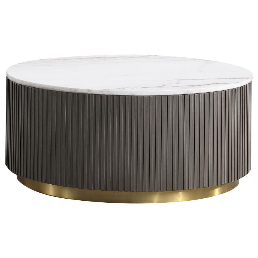 Jason 3-piece Round Marble Coffee and End Table Set White - 710418-S3