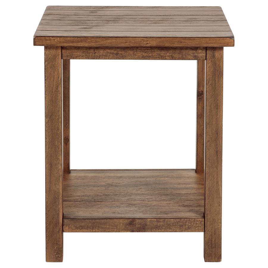 Payne Wood End Table with Shelf Distressed Brown - 710546